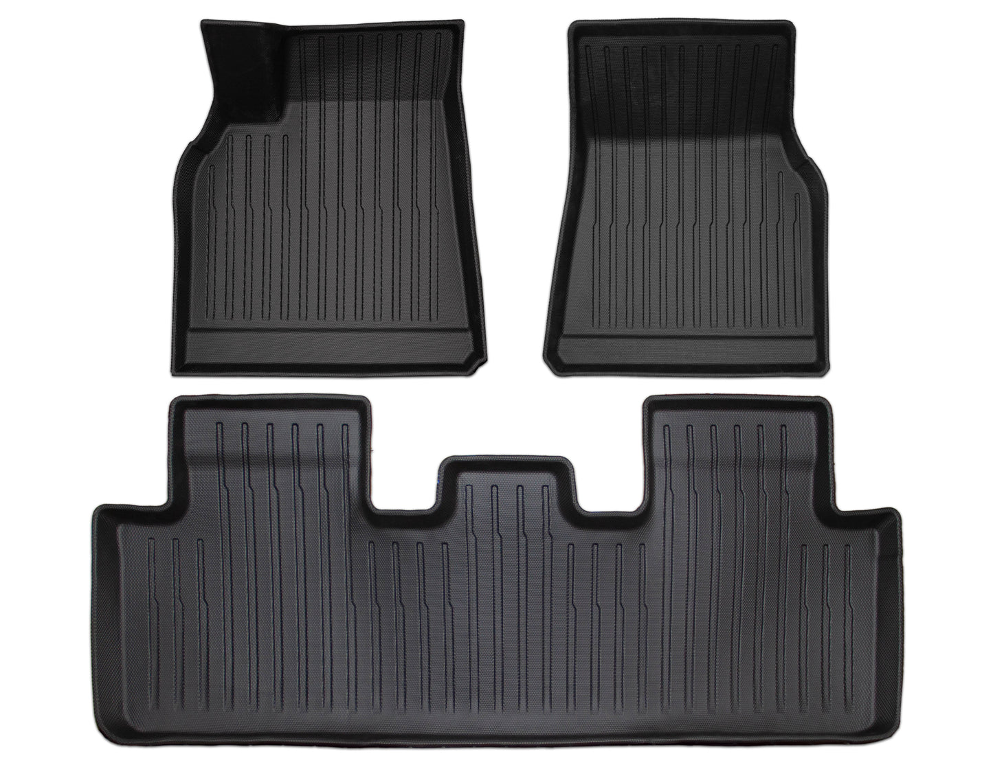 Compatible with Tesla Model Y 2021-2023 2024 All Weather Floor Mats TPE Car Mats Custom Fit Floor Liners Accessories Front And Rear Set of 3 Mats