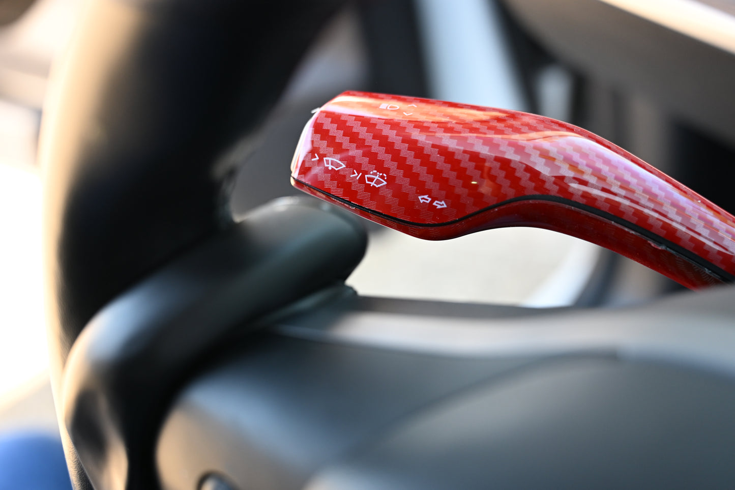 Tesla Model 3 Model Y Shifter Cover Gloss Red Carbon Fiber Print